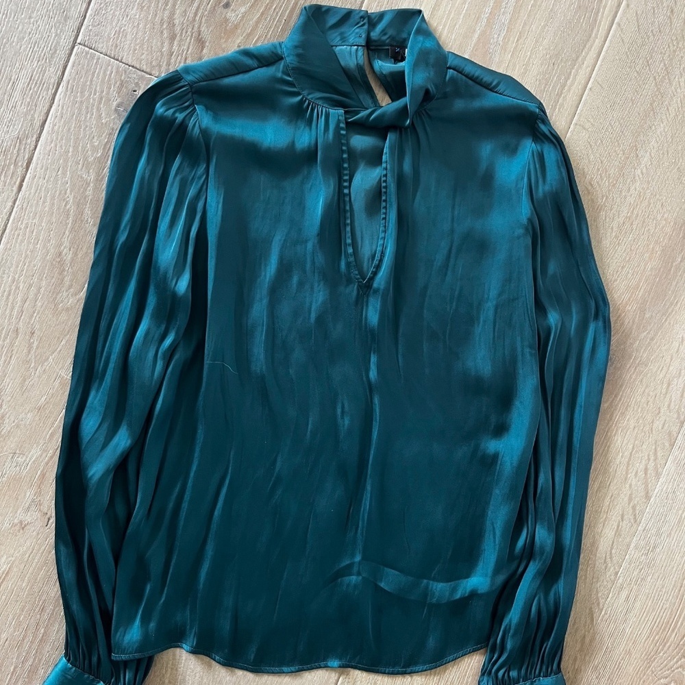 PAIGE Womens Ceres Top - Midnight Cyan Green | Size Small - Picture 3 of 5
